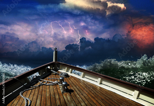 Ship in a stormy sea