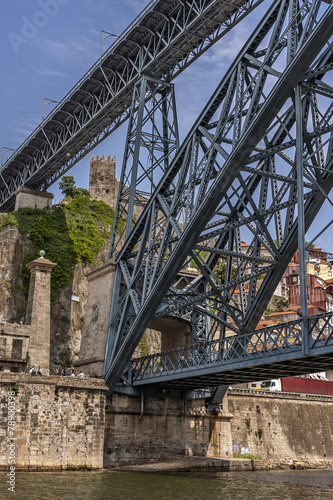Portugal, Porto. The Luis I bridge  is a metal arch bridge