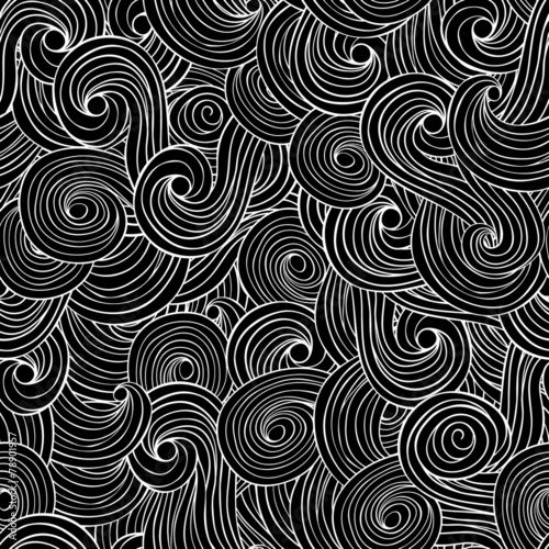 Seamles background, waves clouds pattern. Black and white