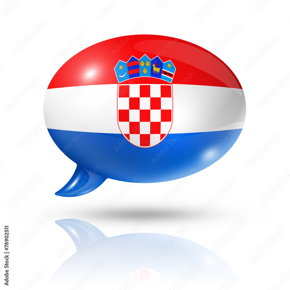 Naklejka premium Croatian flag speech bubble