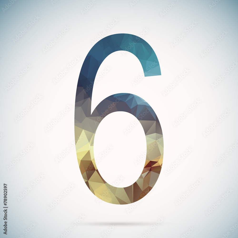 Number six in modern polygonal crystal style Number six in modern polygonal crystal style