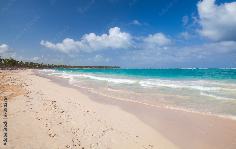 Empty sandy beach landscape. Atlantic ocean coast Empty sandy beach landscape. Atlantic ocean coast
