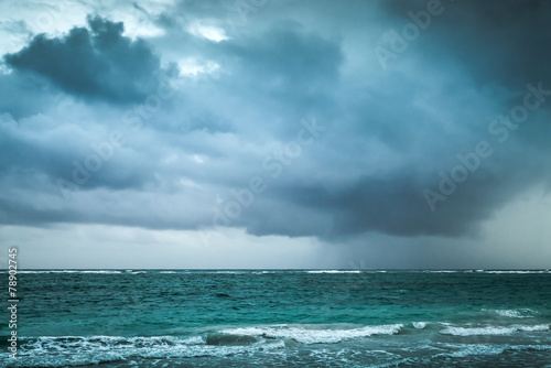 Stormy clouds over Atlantic ocean. Sea landscape