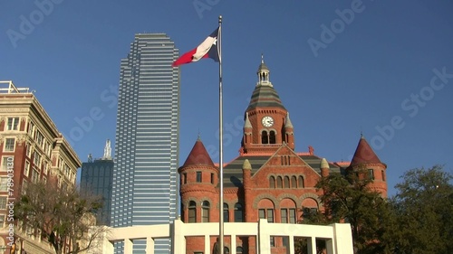 Texas Flag And Skyline Of Dallas Texas photo