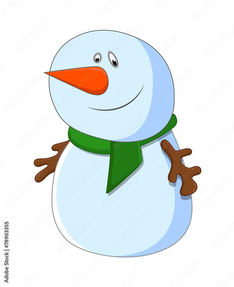Obraz premium Happy Cute Funny Snowman Character