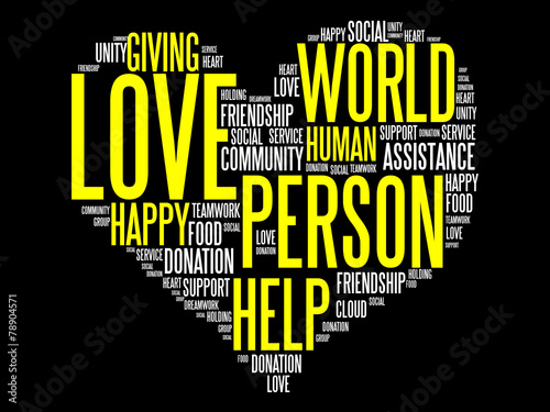 Love heart word cloud concept