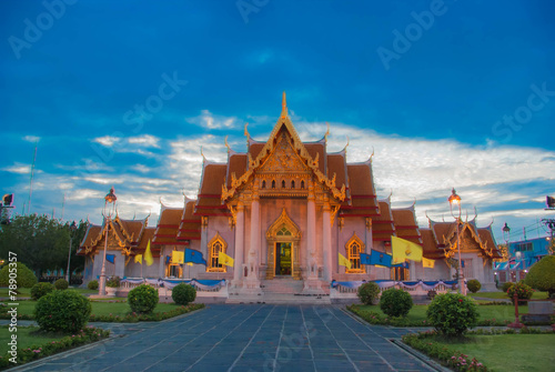 Beautiful Thai Temple Wat Benjamaborphit, temple in Bangkok, Tha © somkiat