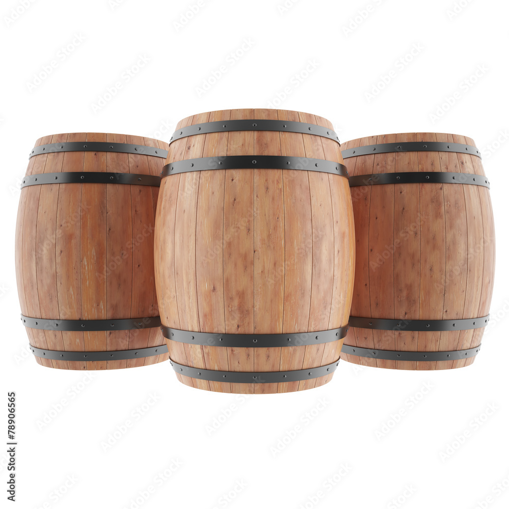 Wine, whiskey, rum, beer, barrels isolated on white background Wine, whiskey, rum, beer, barrels isolated on white background