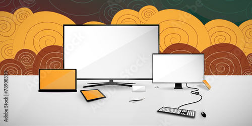 Oriental living room vector set