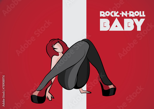 rock-n-roll baby, vector postcard