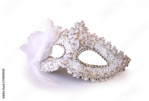 white glamor carnival mask isolated on white