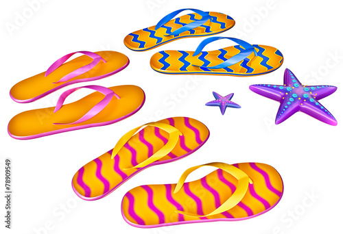 Set of shoes flip-flops with two starfish © Oleksii Akhrimenko