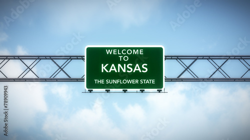Kansas USA State Welcome to Highway Road Sign