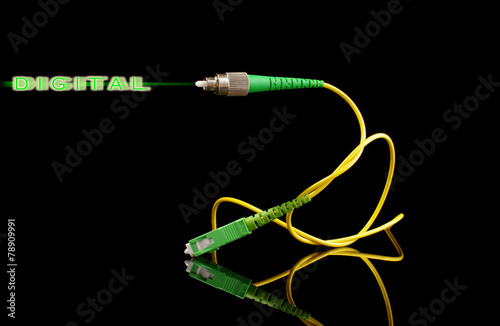 Fiber optics technology cable with digital output signal