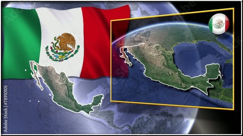 México flag and map animation photo