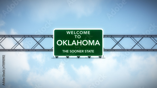 Oklahoma USA State Welcome to Highway Road Sign