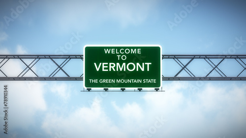 Vermont USA State Welcome to Highway Road Sign