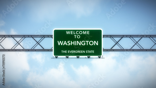 Washington USA State Welcome to Highway Road Sign