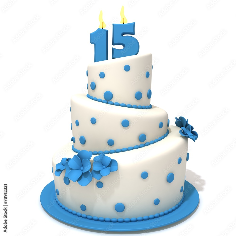 Birthday cake with number fifteen Birthday cake with number fifteen
