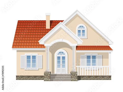 suburban house with a red tile roof
