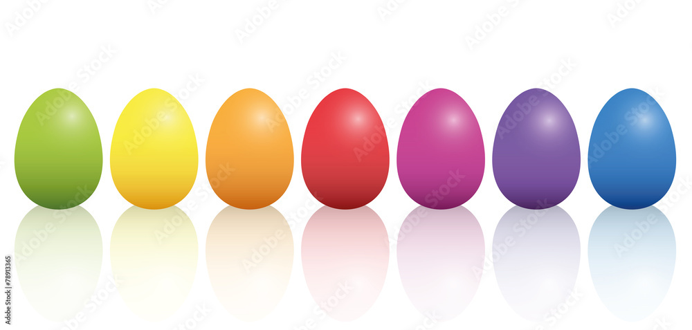 Easter Eggs Basic Colors Reflection