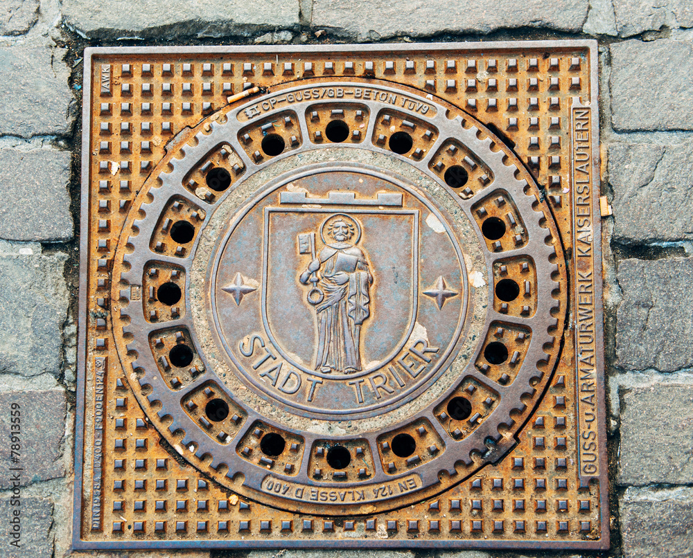 Trier Treves manhole cover with city emblem