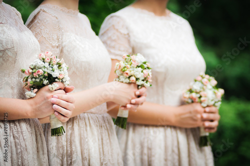 Bridesmaids on wedding party of their best friend