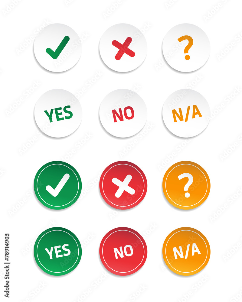 Choice Yes, No, & N/A Stickers Choice Yes, No, & N/A Stickers