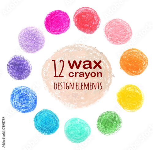 set of colored spots wax crayon