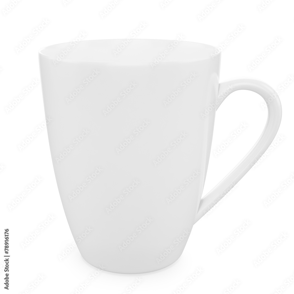 White cup with reflections on a white background. White cup with reflections on a white background.