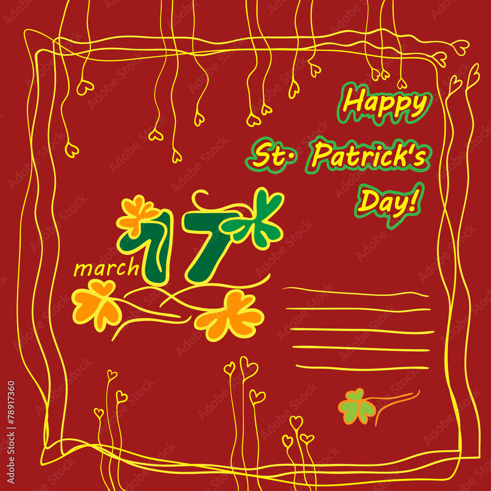 Irish st patrick day party card  and place for text.