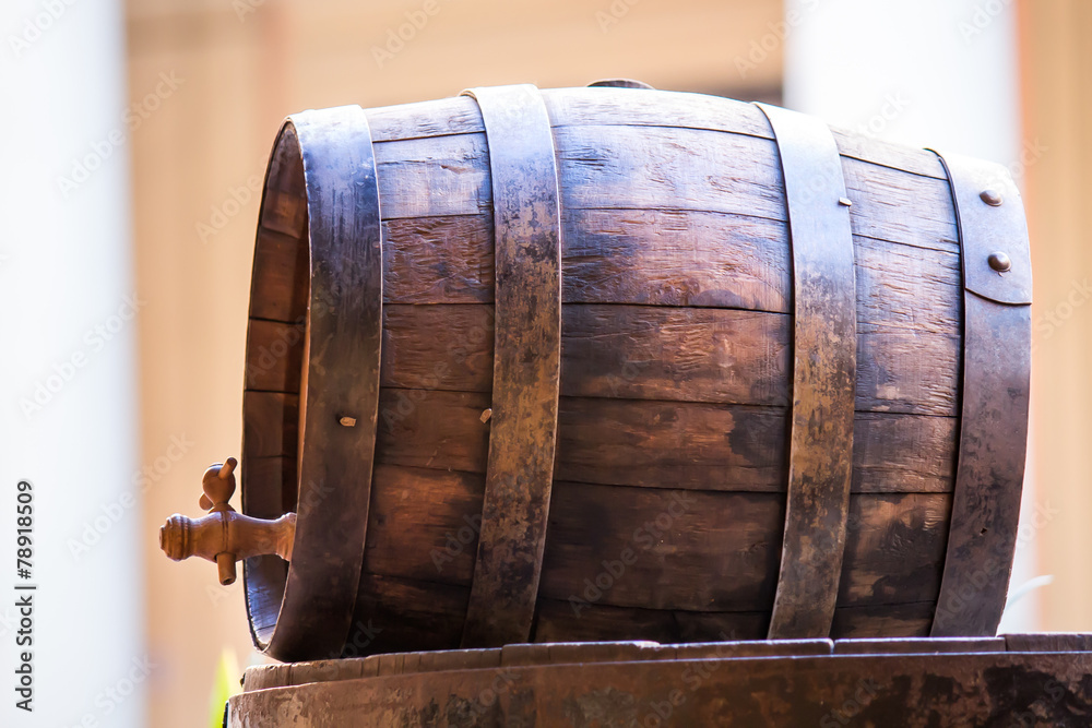 old wood barrel