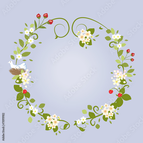 Floral Design Love Spring Beautiful Wedding Wreath Frame Vector