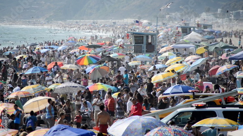 Crowded Santa Monica Beach California