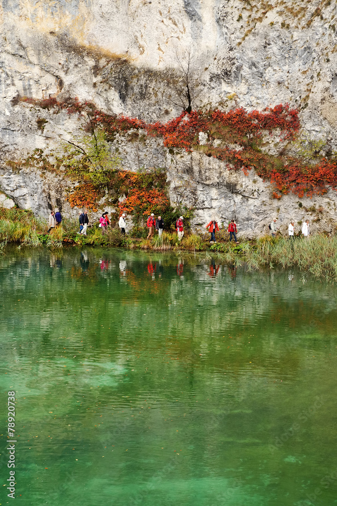 Tourists in Plitvice National Park, Croatia, Europe Tourists in Plitvice National Park, Croatia, Europe