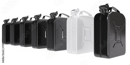 Jerrycan, container for fuel. Canister of gasoline by isolated