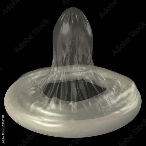 Rolled condom Isolated on black background