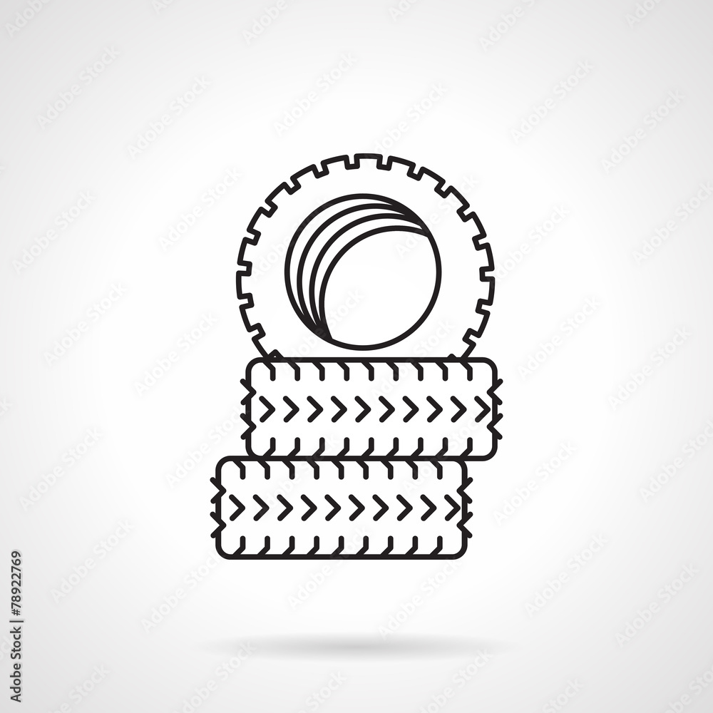 Tires black line vector icon
