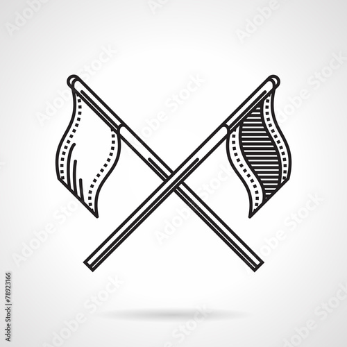 Canvastavla Black vector icon for crossed flags