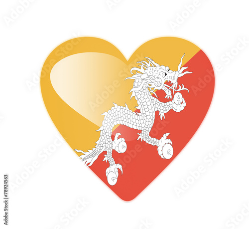 Bhutan 3D heart shaped flag