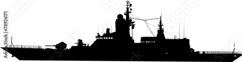 Vector silhouette of the military ship