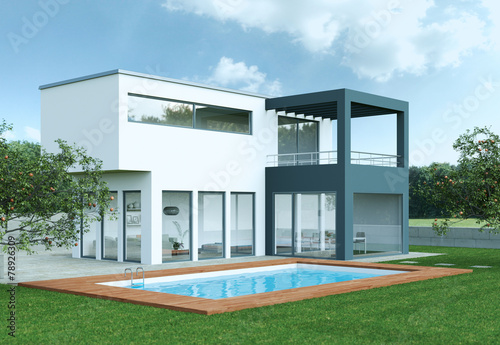 Quadro em tela modernes Einfamilienhaus
