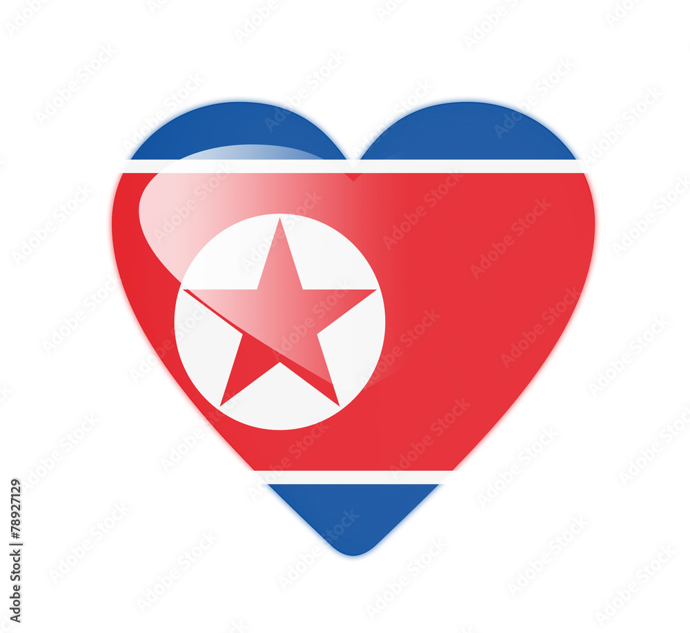 Obraz premium North Korea 3D heart shaped flag