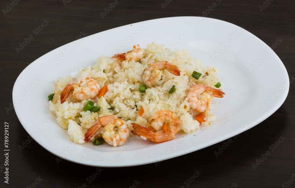 Fried rice with prawns