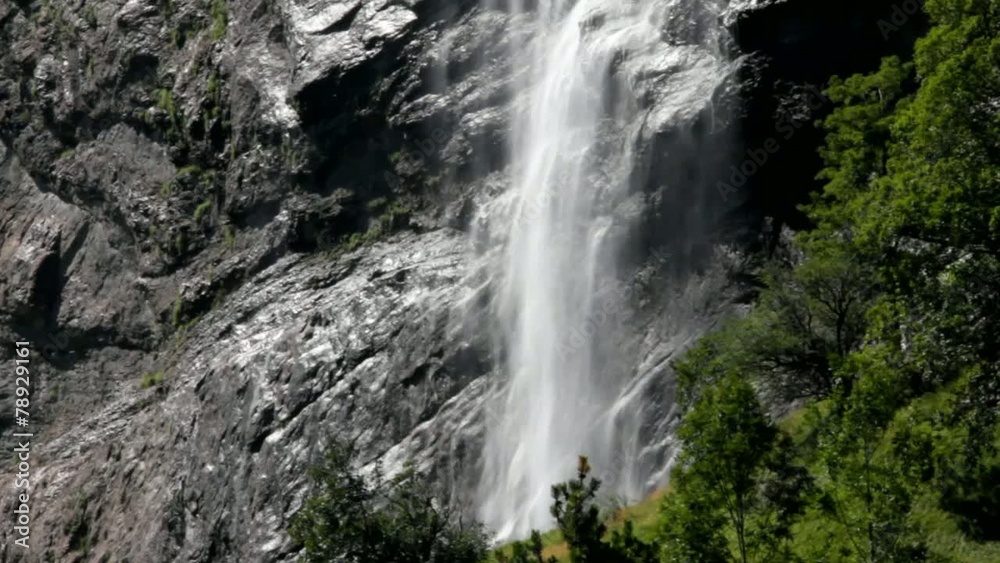 Staubbach falls from Lauterbrunnen valley , Switzerland Staubbach falls from Lauterbrunnen valley , Switzerland