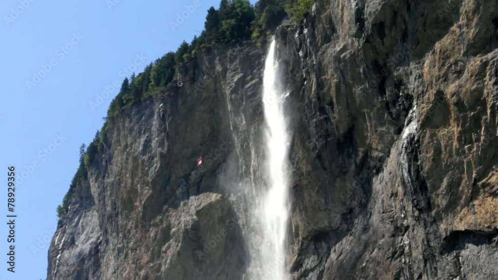Staubbach falls from Lauterbrunnen valley , Switzerland Staubbach falls from Lauterbrunnen valley , Switzerland