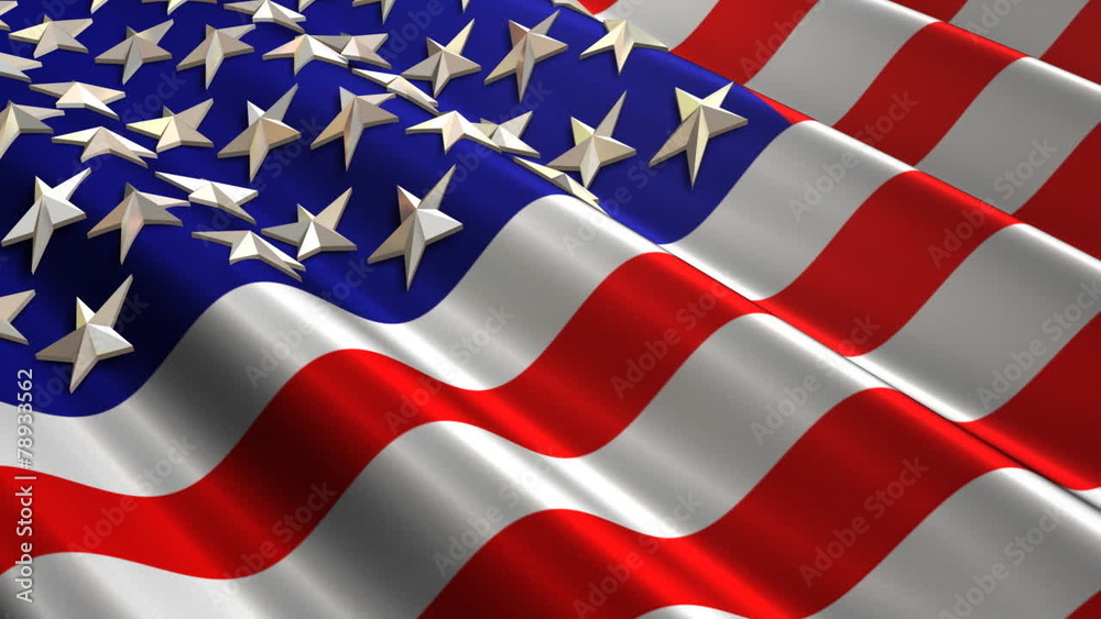 Metallic American Flag Waving Loop