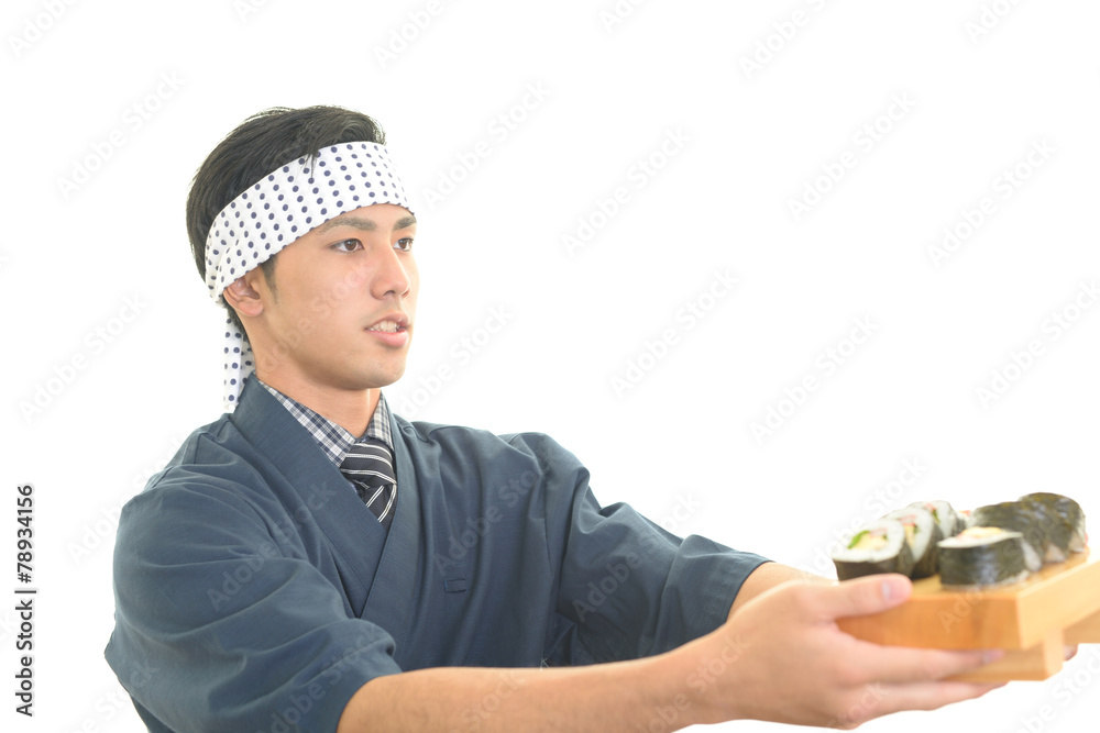 ほほ笑む寿司職人