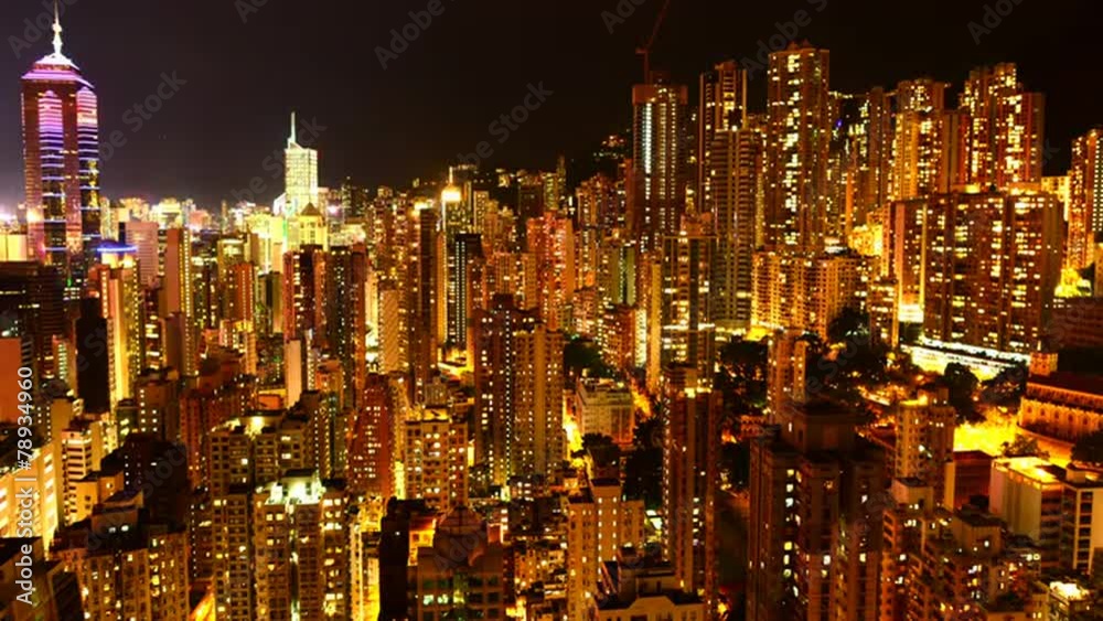 Time Lapse of Hong Kong Skyline and Victoria Harbour at Night - Hong Kong China Time Lapse of Hong Kong Skyline and Victoria Harbour at Night - Hong Kong China