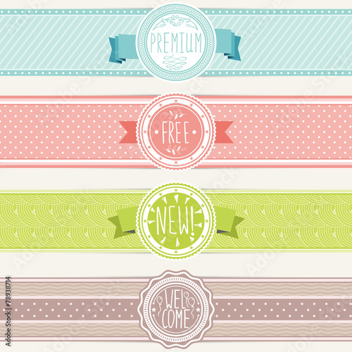 Set of vintage banners.